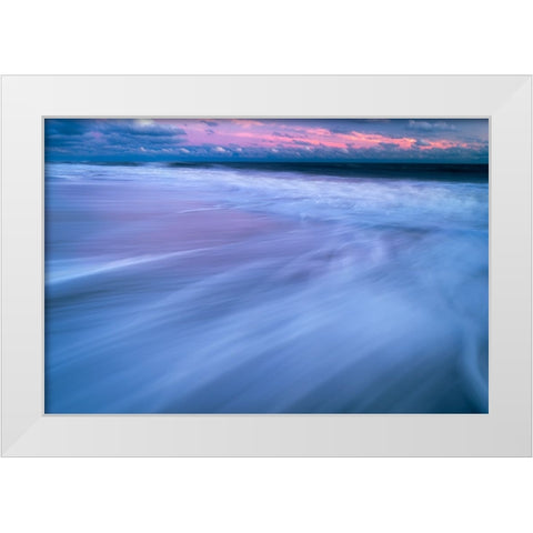 USA-New Jersey-Cape May National Seashore-Sunrise on ocean shore White Modern Wood Framed Art Print by Jaynes Gallery