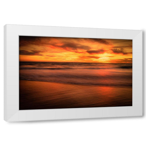 USA-New Jersey-Cape May National Seashore-Sunset on ocean shore White Modern Wood Framed Art Print by Jaynes Gallery