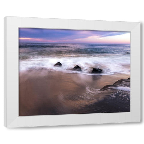USA-New Jersey-Cape May National Seashore-Sunrise on shore White Modern Wood Framed Art Print by Jaynes Gallery