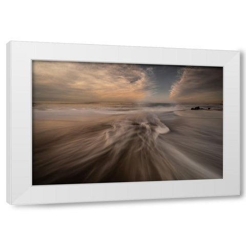 USA-New Jersey-Cape May National Seashore Cloudy sunrise on seashore White Modern Wood Framed Art Print by Jaynes Gallery