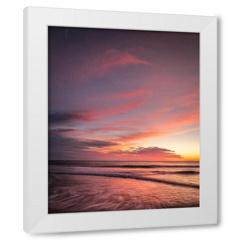 USA-New Jersey-Cape May National Seashore Sunset on ocean shore White Modern Wood Framed Art Print by Jaynes Gallery