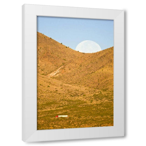 New Mexico Moonset ove Interstate 25 White Modern Wood Framed Art Print by Lord, Fred