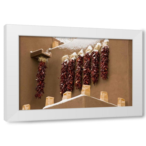New Mexico, Santa Fe Chili pepper ristras White Modern Wood Framed Art Print by Grall, Don