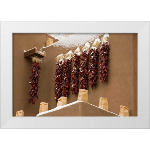 New Mexico, Santa Fe Chili pepper ristras White Modern Wood Framed Art Print by Grall, Don