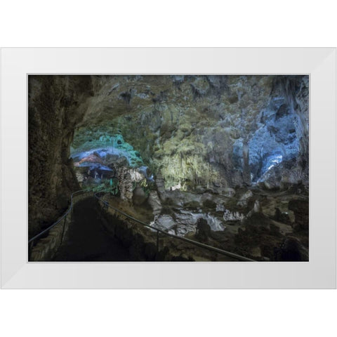 New Mexico, Carlsbad Caverns Scenic of cavern White Modern Wood Framed Art Print by Paulson, Don