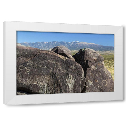 New Mexico, Three Rivers Petroglyph etchings White Modern Wood Framed Art Print by Paulson, Don
