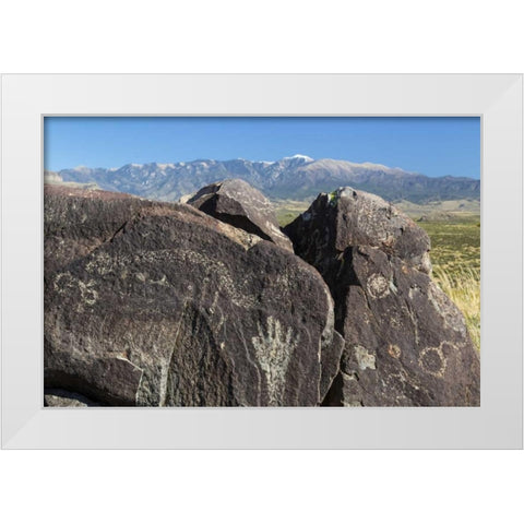 New Mexico, Three Rivers Petroglyph etchings White Modern Wood Framed Art Print by Paulson, Don