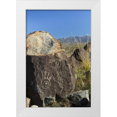New Mexico, Three Rivers Petroglyph etchings White Modern Wood Framed Art Print by Paulson, Don