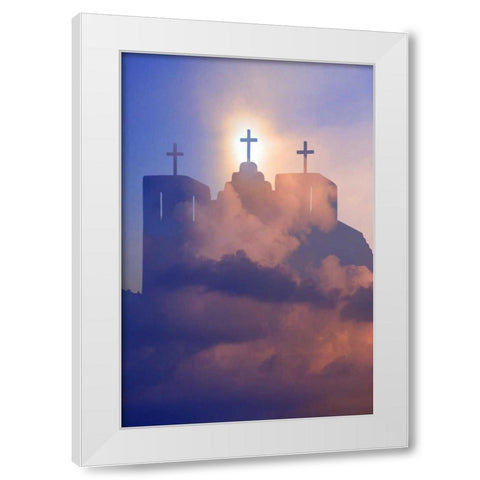 New Mexico, Taos Composite of church and clouds White Modern Wood Framed Art Print by Zuckerman, Jim