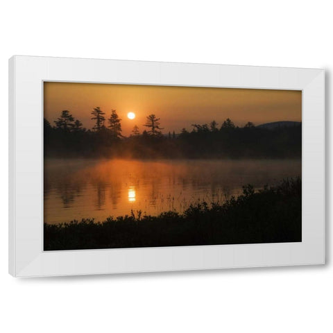 NY, Adirondack Mts Sunrise over Raquette Lake White Modern Wood Framed Art Print by Rotenberg, Nancy