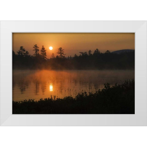 NY, Adirondack Mts Sunrise over Raquette Lake White Modern Wood Framed Art Print by Rotenberg, Nancy