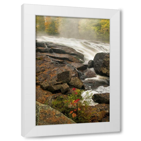 USA, New York, Inlet Mist over rushing stream White Modern Wood Framed Art Print by OBrien, Jay
