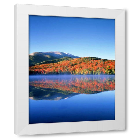 NY, Snowy Algonquin Peak and Heart Lake in fall White Modern Wood Framed Art Print by Talbot Frank, Christopher