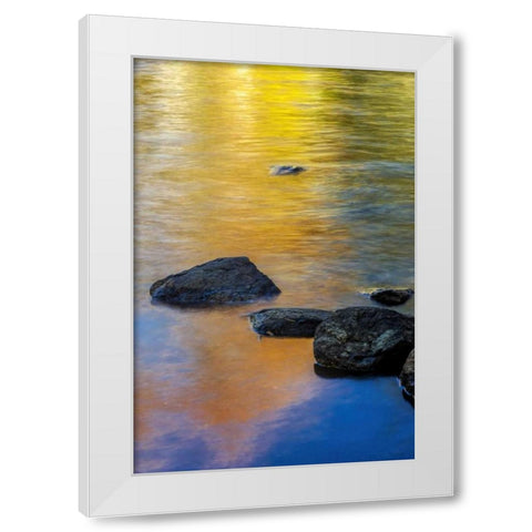 NY, Adirondack Mts Autumn at Buttermilk Falls White Modern Wood Framed Art Print by OBrien, Jay