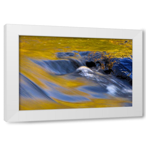 NY, Adirondacks Flowing water on Raquette Lake White Modern Wood Framed Art Print by OBrien, Jay