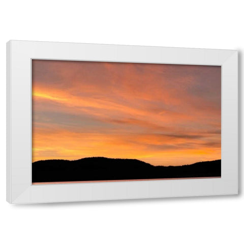 NY, Adirondack Mountains Sunset over mountains White Modern Wood Framed Art Print by OBrien, Jay