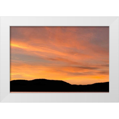NY, Adirondack Mountains Sunset over mountains White Modern Wood Framed Art Print by OBrien, Jay