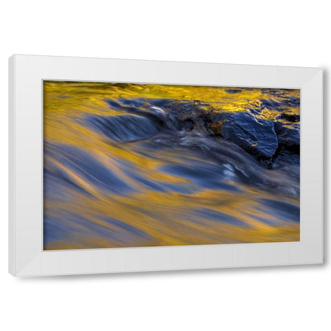 NY, Adirondacks Flowing water on Raquette Lake White Modern Wood Framed Art Print by OBrien, Jay
