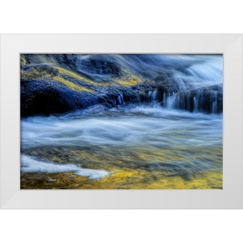 NY, Adirondack Mts Stream at Buttermilk Falls White Modern Wood Framed Art Print by OBrien, Jay