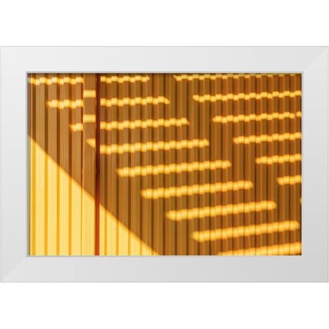 Coney Island-Brooklyn-New York-USA Striped shadows on a yellow building White Modern Wood Framed Art Print by Wilson, Emily M.