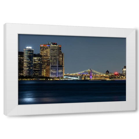 USA-New York New York City skyline at night White Modern Wood Framed Art Print by Looney, Hollice