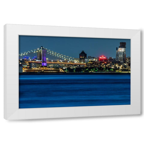 USA-New York New York City skyline at night White Modern Wood Framed Art Print by Looney, Hollice