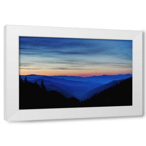 North Carolina Sunrise in the Great Smoky Mts White Modern Wood Framed Art Print by Flaherty, Dennis