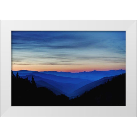 North Carolina Sunrise in the Great Smoky Mts White Modern Wood Framed Art Print by Flaherty, Dennis