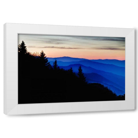 North Carolina Oconaluftee Overlook at sunrise White Modern Wood Framed Art Print by Flaherty, Dennis