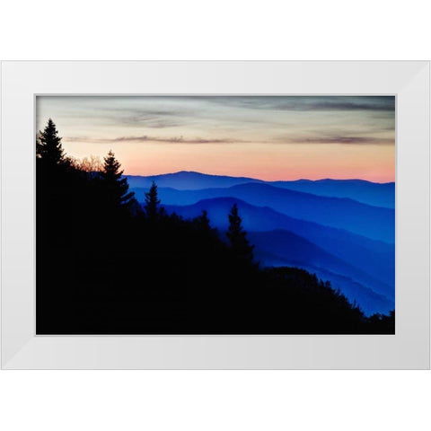 North Carolina Oconaluftee Overlook at sunrise White Modern Wood Framed Art Print by Flaherty, Dennis