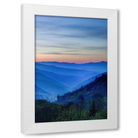 North Carolina Oconaluftee Overlook at sunrise White Modern Wood Framed Art Print by Flaherty, Dennis