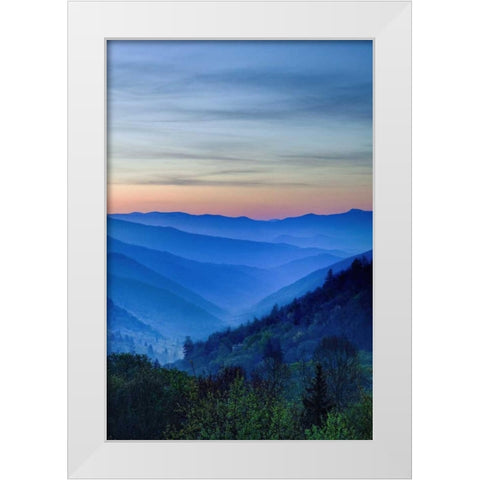 North Carolina Oconaluftee Overlook at sunrise White Modern Wood Framed Art Print by Flaherty, Dennis