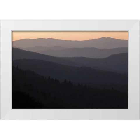 North Carolina Oconaluftee Overlook at sunrise White Modern Wood Framed Art Print by Flaherty, Dennis