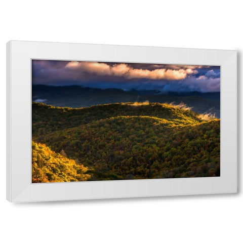NC, Brevard Autumn landscape in Pisgah NF White Modern Wood Framed Art Print by OBrien, Jay