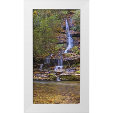 North Carolina, Great Smoky Mts Tom Branch Falls White Modern Wood Framed Art Print by Paulson, Don