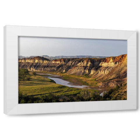 Red Cliffs above the Little Missouri River in the Little Missouri National Grasslands-North Dakota- White Modern Wood Framed Art Print by Haney, Chuck