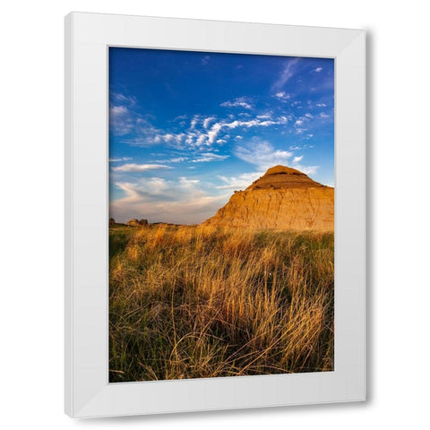 Badlands formations in Theodore Roosevelt National Park-North Dakota-USA White Modern Wood Framed Art Print by Haney, Chuck