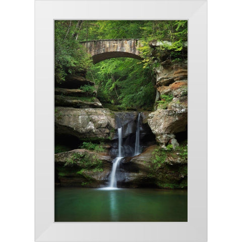 Old Mans Cave Upper Falls-Hocking Hills State Park-Ohio White Modern Wood Framed Art Print by Majchrowicz, Alan