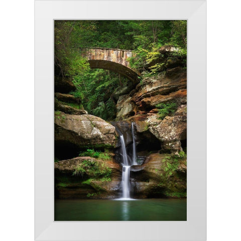 Old Mans Cave Upper Falls-Hocking Hills State Park-Ohio White Modern Wood Framed Art Print by Majchrowicz, Alan