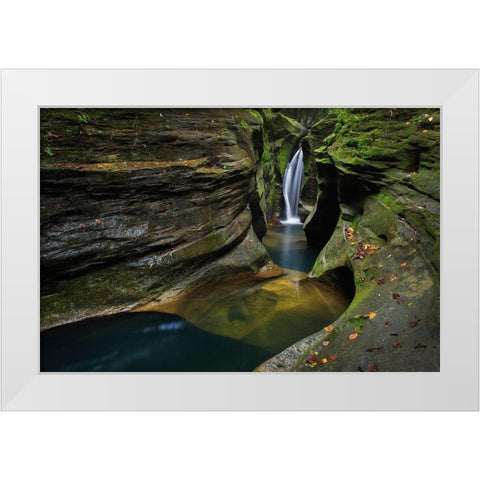 Robinson Falls-also known as Corkscrew Falls-carves through a small gorge of Black Hand Sandstone White Modern Wood Framed Art Print by Majchrowicz, Alan