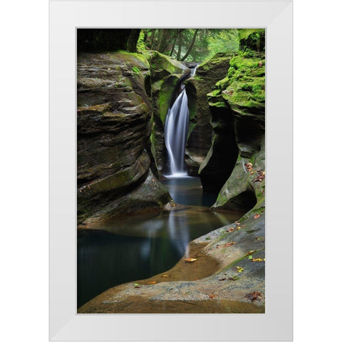Robinson Falls-also known as Corkscrew Falls-carves through a small gorge of Black Hand Sandstone White Modern Wood Framed Art Print by Majchrowicz, Alan