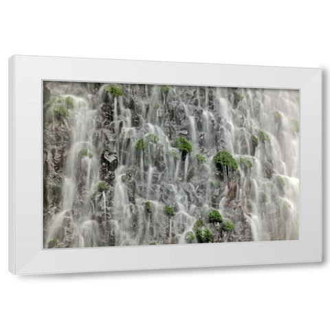 Waterfall close-up-Columbia River Gorge-Oregon White Modern Wood Framed Art Print by Jones, Adam