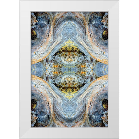 Abstract pattern in driftwood-Bandon Beach-Oregon White Modern Wood Framed Art Print by Jones, Adam