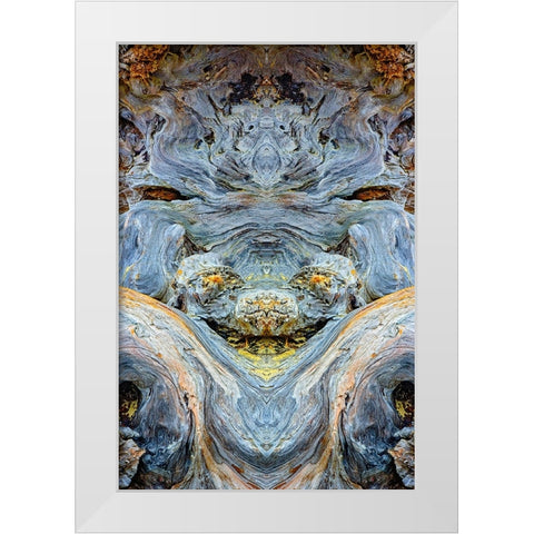 Abstract pattern in driftwood-Bandon Beach-Oregon White Modern Wood Framed Art Print by Jones, Adam