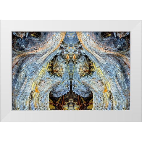 Abstract pattern in driftwood-Bandon Beach-Oregon White Modern Wood Framed Art Print by Jones, Adam