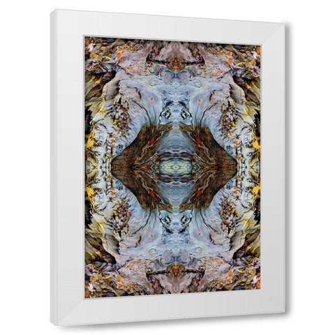 Abstract pattern in driftwood-Bandon Beach-Oregon White Modern Wood Framed Art Print by Jones, Adam