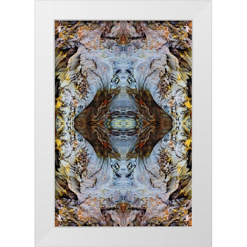 Abstract pattern in driftwood-Bandon Beach-Oregon White Modern Wood Framed Art Print by Jones, Adam