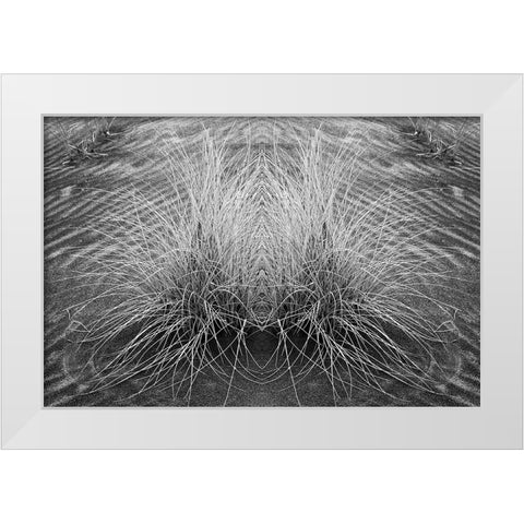 Grass pattern reflected and flipped-Bandon-Oregon White Modern Wood Framed Art Print by Jones, Adam