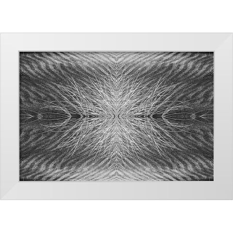 Grass pattern reflected and flipped-Bandon-Oregon White Modern Wood Framed Art Print by Jones, Adam