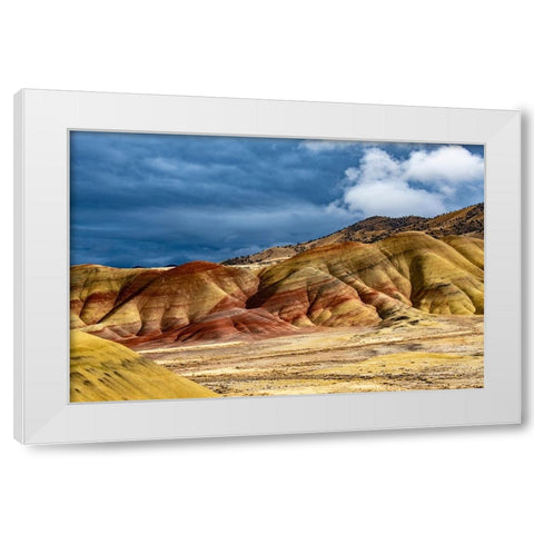 USA-John Day Fossil Beds-Painted Hills Unit Overlook White Modern Wood Framed Art Print by Friel, Bernard